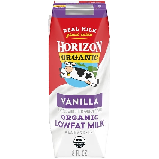 Horizon Organic 1% Reduced Fat Single Serve Vanilla Aseptic Milk, 18 x 8 fl oz Case - DOT product image 7