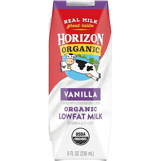 Horizon Organic 1% Reduced Fat Single Serve Vanilla Aseptic Milk, 18 x 8 fl oz Case - DOT product image 3