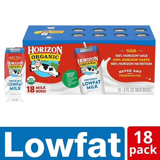 Horizon Organic 1% Reduced Fat Single Serve Aseptic Milk, 18 x 8 fl oz Case - DOT product image 6