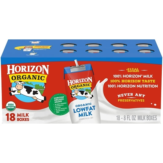 Horizon Organic 1% Reduced Fat Single Serve Aseptic Milk, 18 x 8 fl oz Case - DOT product image 8