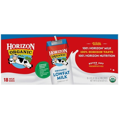Horizon Organic 1% Reduced Fat Single Serve Aseptic Milk, 18 x 8 fl oz Case - DOT product image 4
