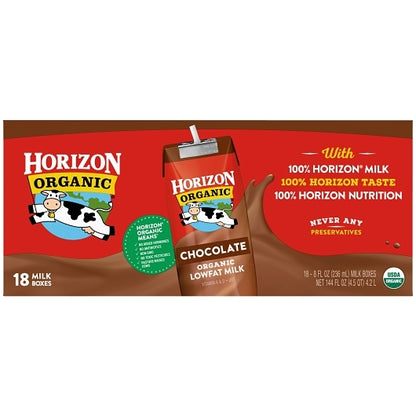 Organic Horizon Shelf Stable 1% Lowfat Chocolate Milk Boxes, 18 x 8 fl oz Case - DOT product image 6