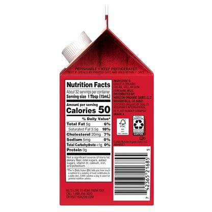 Horizon Organic 36.5% Heavy Whipping Cream, 12 x 16 fl oz Case - DOT product image 8