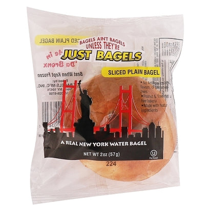 Just Bagels Individually Wrapped Sliced MINI PLAIN BAGEL, 60 x 2 oz Case - Breads, Rolls & Buns