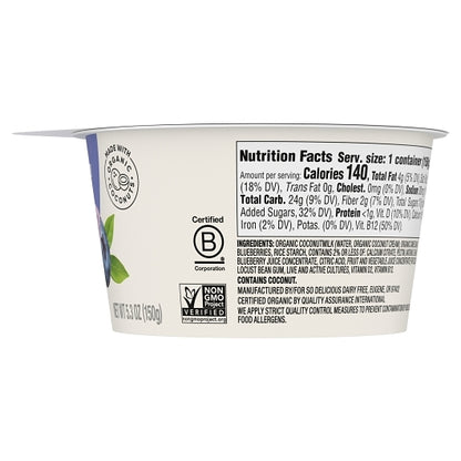 So Delicious Dairy Free Cultured Coconut Blueberry Yogurt, 12 x 5.3 oz Case - DOT product image 5