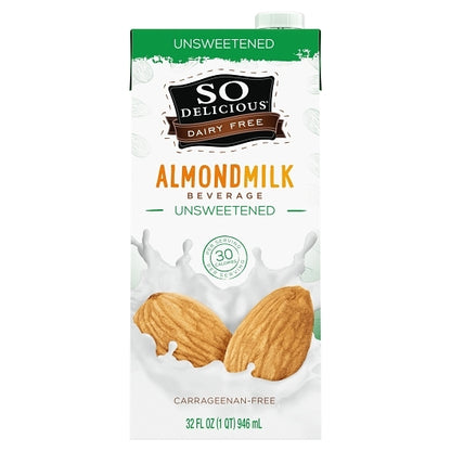 So Delicious Dairy Free Aseptic Unsweetened Almond Milk, 6 x 32 fl oz Case - Beverages