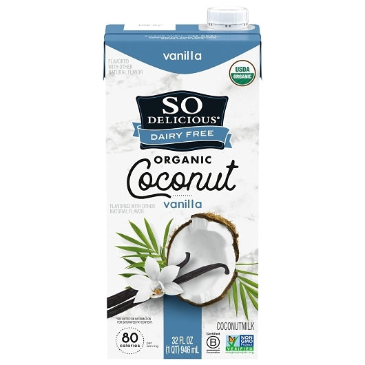 So Delicious Dairy Free Aseptic Vanilla Coconut Milk, 12 x 32 fl oz Case - Pantry Ingredients