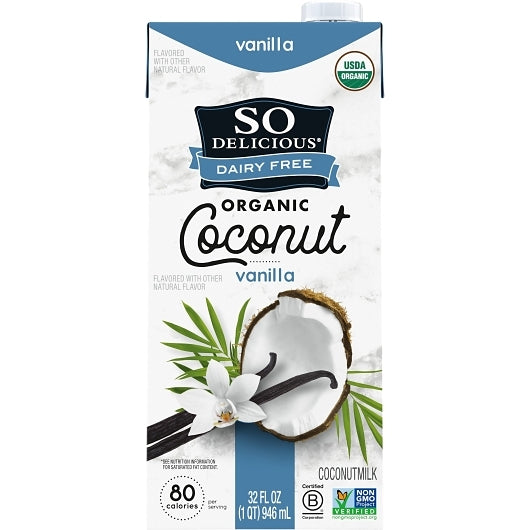 So Delicious Dairy Free Aseptic Vanilla Coconut Milk, 12 x 32 fl oz Case - DOT product image 2