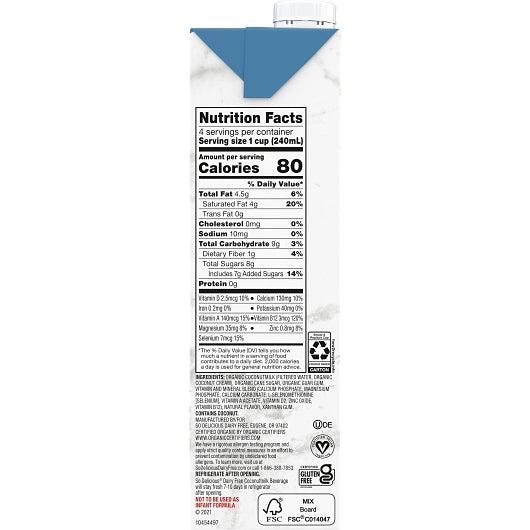 So Delicious Dairy Free Aseptic Vanilla Coconut Milk, 12 x 32 fl oz Case - DOT product image 4