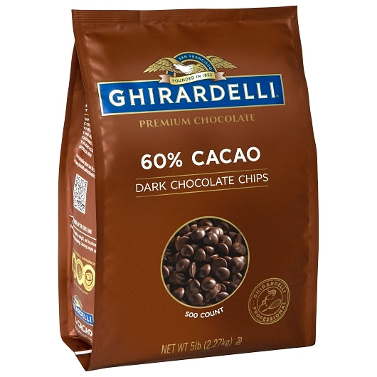 Ghirardelli 60% Cacao Chocolate Chip, 2 x 80 oz Case - Pantry Ingredients