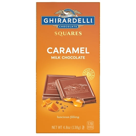 Ghirardelli Caramel Milk Chocolate Squares Bar, 10 x 0.3 lb Case - Candy & Confections