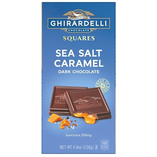 Ghirardelli Dark Chocolate Sea Salt Caramel Squares Bar, 10 x 0.3 lb Case - Candy & Confections