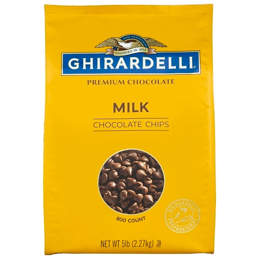 Ghirardelli Milk Chocolate Chips, 2 x 80 oz Case - Pantry Ingredients