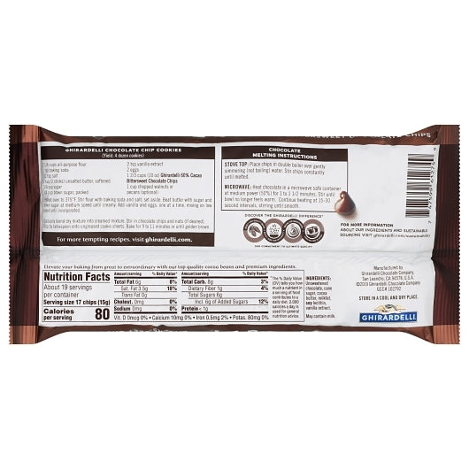 Ghirardelli 60% Cacao Bittersweet Chocolate Baking Chip, 12 x 0.64 lb Case - DOT product image 4