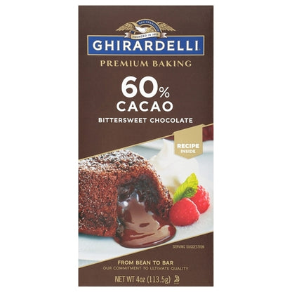 Ghirardelli Baking Bar 60% Cacao Bittersweet, 12 x 0.26 lb Case - Candy & Confections