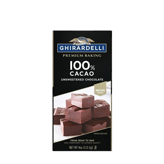 Ghirardelli Baking Bar 100% Cacao, 12 x 0.26 lb Case - Candy & Confections