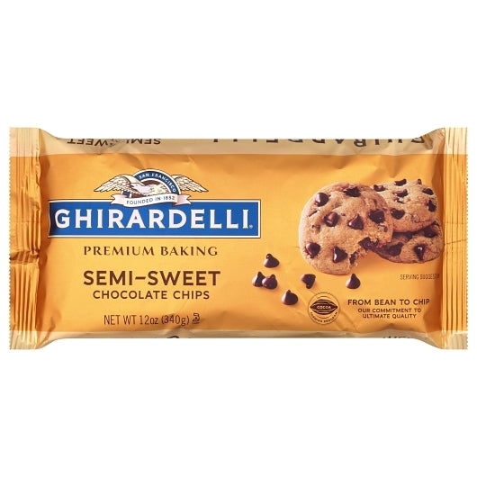 Ghirardelli Semi-Sweet Chocolate Baking Chip, 12 x 0.76 lb Case - Pantry Ingredients
