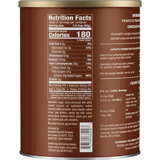 Ghirardelli Chocolate Flavor Frappe, 6 x 3.12 lb Case - DOT product image 2