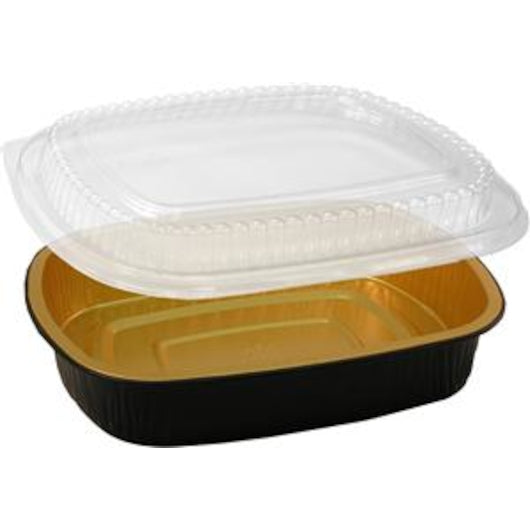 GOURMET-TO-GO ALUM CNTNR Gourmet To-Go Medium Entree With Dome Lid Gold Combo, 1 x 50 each Case - Disposables