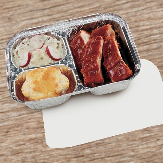 Handi Foil Aluminum Handi-Foil 3 Compartment Aluminum Oblong Tray With Flat Board Lid Combo, 250 x 1 PC Case - DOT product image 4