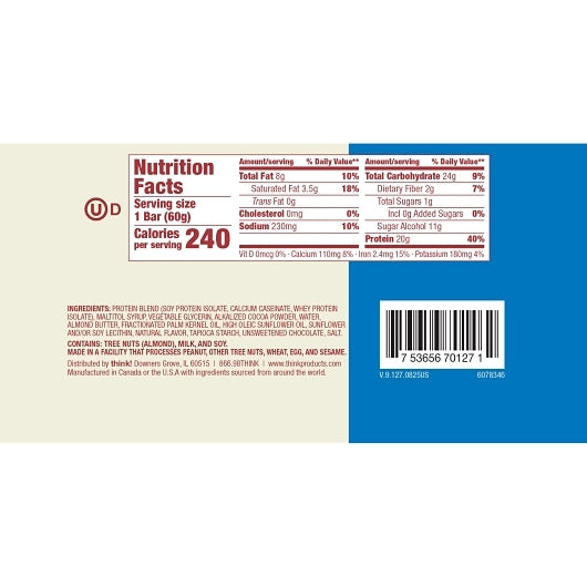 Think Thin Brownie Crunch Bars, 12 x 10 x 2.1 oz Case - Alternate product angle or state