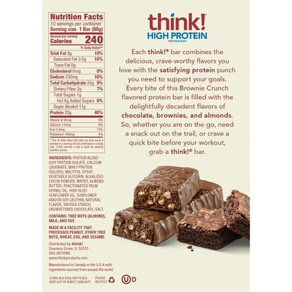 Think Thin Brownie Crunch Bars, 12 x 10 x 2.1 oz Case - Alternate product angle or state