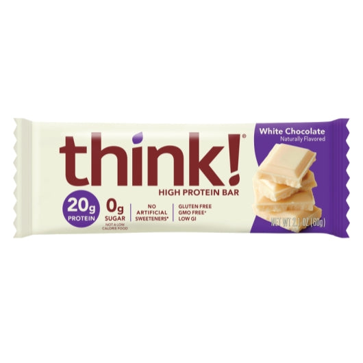 Thinkthin White Chocolate Bar White Chocolate, 12 x 10 x 2.1 oz Case - Snack Bars & Granola Bars