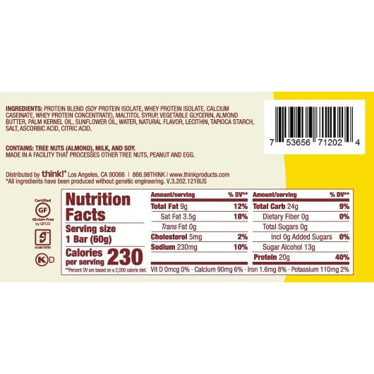 Think Thin Lemon Delight Bar, 12 x 10 x 2.1 oz Case - DOT product image 2