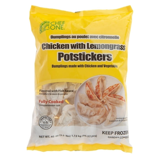 Chef One Chicken Lemongrass Potstickers, 3 x 40 oz Case - Frozen Snacks & Appetizers