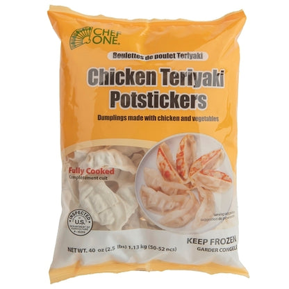Chef One Chicken Teriyaki Potstickers, 3 x 40 oz Case - Frozen Snacks & Appetizers