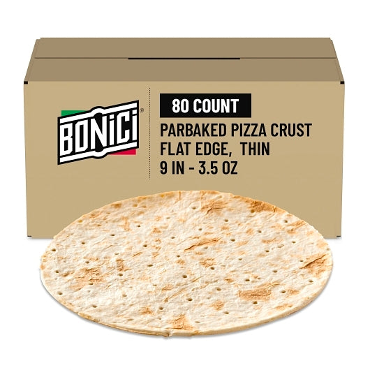 Bonici 9" Par-Baked Pizza Crust, 80 x 3.5 oz Case - Breads, Rolls & Buns
