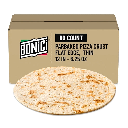 Bonici 12" Par-Baked Die-Cut Pizza Crusts, 1 x 80 x 6.25 oz Case - Prepared Foods