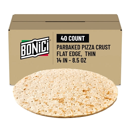 Bonici 14" Par-Baked Thin Pizza Crust, 1 x 40 x 8.5 oz Case - Breads, Rolls & Buns