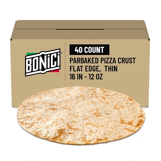 Bonici 16" Par-Baked Pizza Crust, 1 x 40 x 12 oz Case - Breads, Rolls & Buns