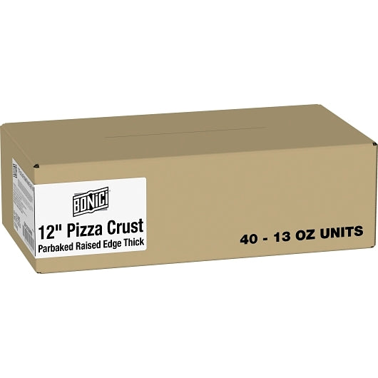 Bonici 12" Raised Edge Thick Par-Baked Pizza Crust, 1 x 40 x 13 oz Case - Breads, Rolls & Buns