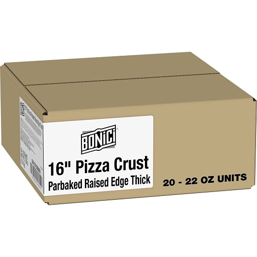 Bonici 16" Raised Edge Thick Par-Baked Pizza Crust, 1 x 20 x 22 oz Case - Breads, Rolls & Buns