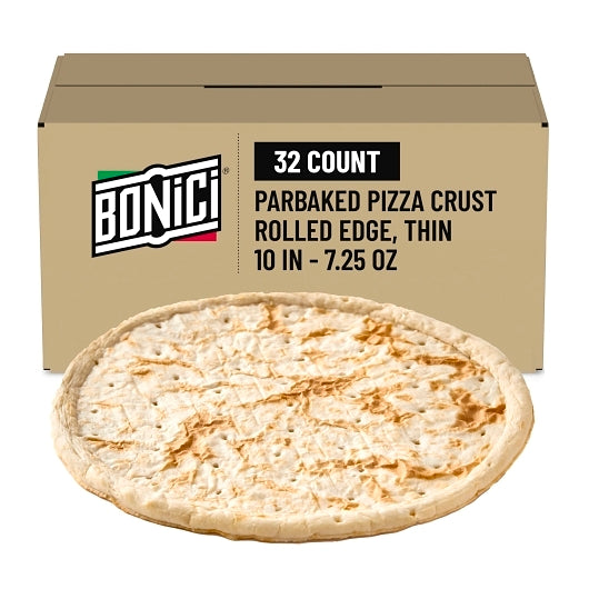 Bonici 10" Pizzeria Par-Baked Thin Pizza Crust, 1 x 32 x 7.25 oz Case - Breads, Rolls & Buns