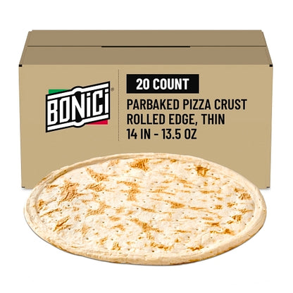 Bonici 14" Par-Baked Pizzeria Thin Pizza Crust, 1 x 20 x 13.5 oz Case - Breads, Rolls & Buns