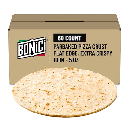 Bonici 10" Par-Baked Extra Crispy Pizza Crust, 1 x 80 x 5 oz Case - Breads, Rolls & Buns
