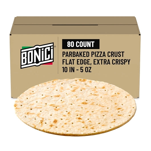 Bonici 10" Par-Baked Extra Crispy Pizza Crust, 1 x 80 x 5 oz Case - Breads, Rolls & Buns