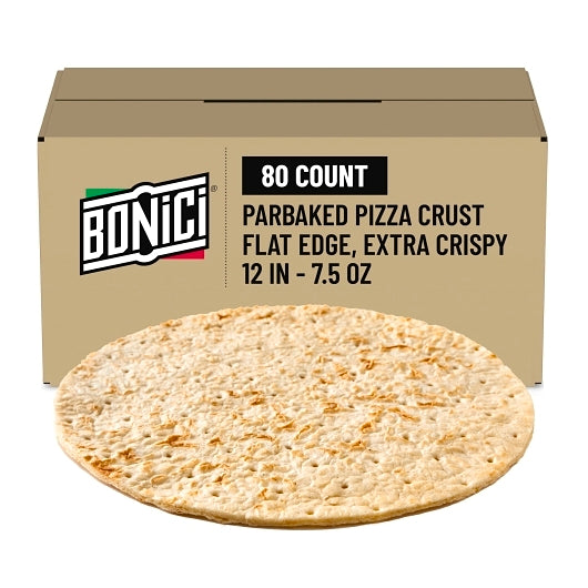 Bonici 12" Par-Baked Extra Crispy Pizza Crust, 80 x 7.5 oz Case - Breads, Rolls & Buns