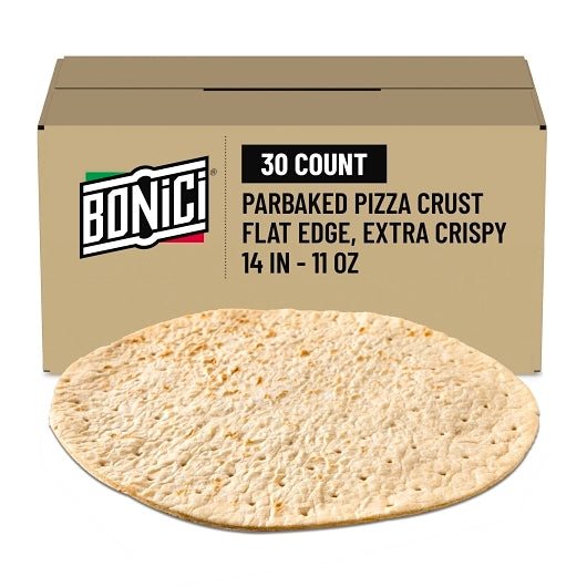 Bonici 14" Par-Baked Extra Crispy Thin Pizza Crust, 1 x 30 x 11 oz Case - Breads, Rolls & Buns