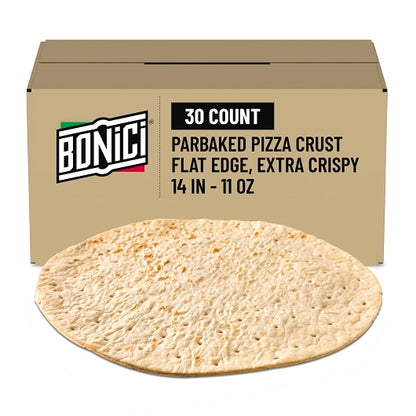 Bonici 14" Par-Baked Extra Crispy Thin Pizza Crust, 1 x 30 x 11 oz Case - Breads, Rolls & Buns
