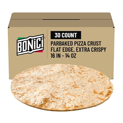 Bonici 16" Par-Baked Extra Crispy Thin Pizza Crust, 1 x 30 x 14 oz Case - Breads, Rolls & Buns