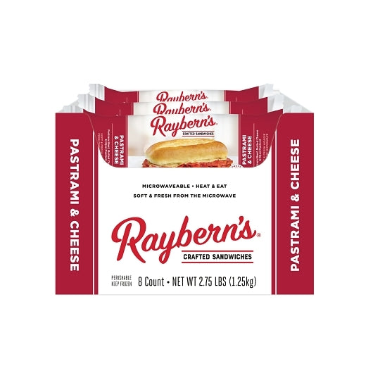 Raybern Individually Wrapped Pastrami & Cheese Sandwich, 8 x 1 each Case - Prepared Foods