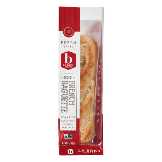 Labrea Bakery Retail French Demi Glace Parbaked Baguette Bread Loaf, 48 x 4.8 oz Case - Breads, Rolls & Buns