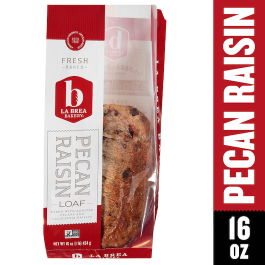 Labrea Bakery Pecan Raisin Oval Bread, Retail, 12 x 16 oz Case - Breads, Rolls & Buns