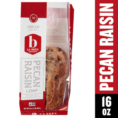 Labrea Bakery Pecan Raisin Oval Bread, Retail, 12 x 16 oz Case - Breads, Rolls & Buns