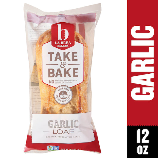 La Brea Take & Bake Retail Garlic Loaf, 12 x 12 oz Case - Breads, Rolls & Buns
