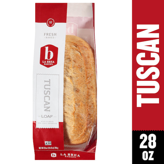 Labrea Bakery Unsliced Retail Tuscan Parbaked Loaf, 12 x 28 oz Case - Breads, Rolls & Buns
